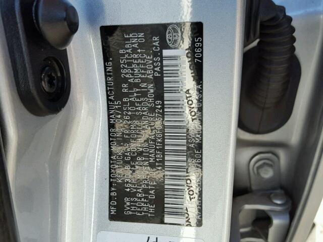 4T1BF1FK6FU957249 - 2015 TOYOTA CAMRY LE SILVER photo 10