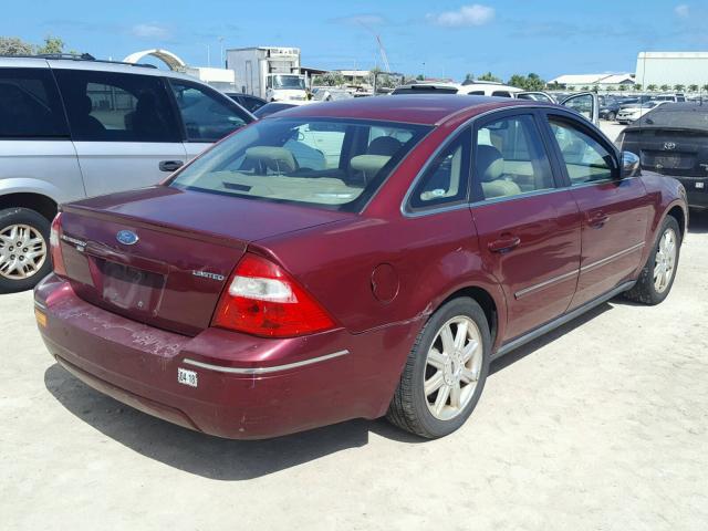 1FAFP28145G204965 - 2005 FORD FIVE HUNDR BURGUNDY photo 4