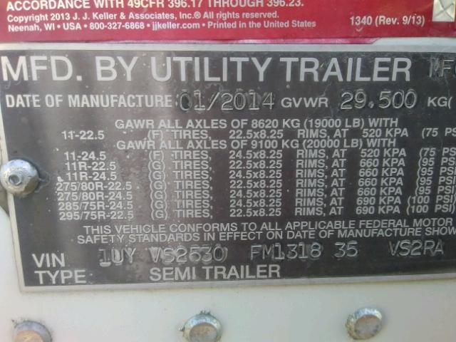 1UYVS2530FM131835 - 2015 UTILITY TRAILER WHITE photo 10