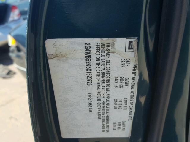 2G4WB52K5X1520723 - 1999 BUICK REGAL LS 绿色 照片 10