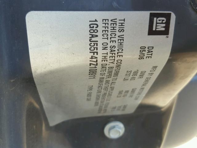 1G8AJ55F47Z108911 - 2007 SATURN ION LEVEL SILVER photo 10