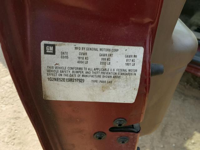 1G2NE52E15M217929 - 2005 PONTIAC GRAND AM S 红色 照片 10