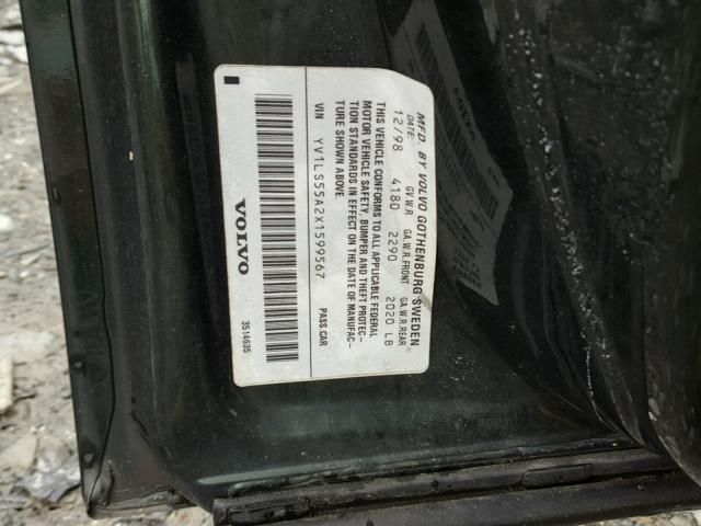 YV1LS55A2X1599567 - 1999 VOLVO S70 GREEN photo 10