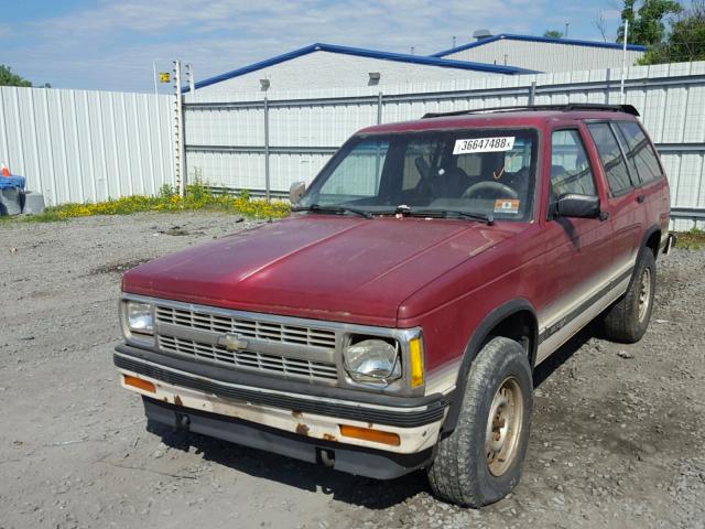 1GNDT13W8N2201887 - 1992 CHEVROLET BLAZER S10 RED photo 2