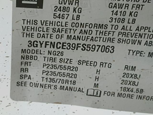 3GYFNCE39FS597063 - 2015 CADILLAC SRX PERFOR 白色 照片 10