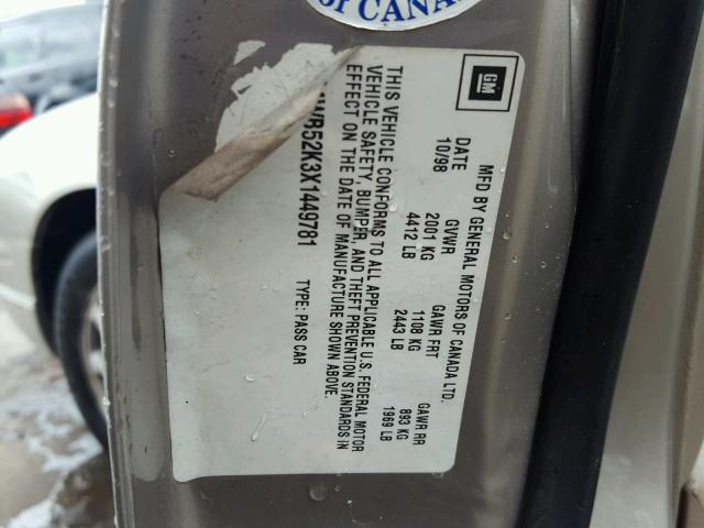 2G4WB52K3X1449781 - 1999 BUICK REGAL LS 棕色 照片 10