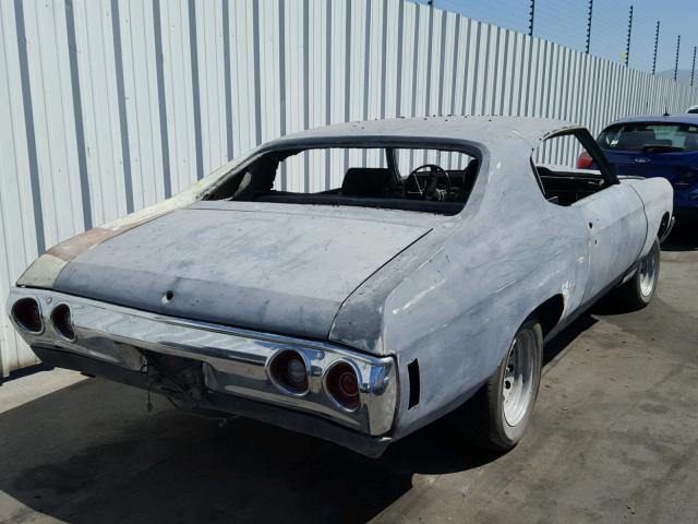 1D37H2L588094 - 1972 CHEVROLET CHEVELL GRAY photo 4