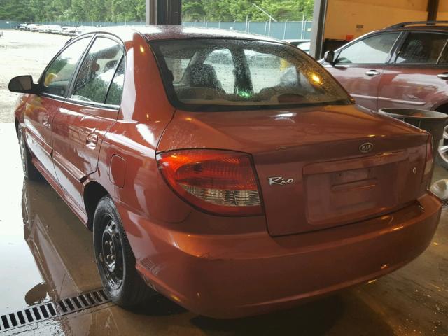 KNADC125746315336 - 2004 KIA RIO ORANGE photo 3