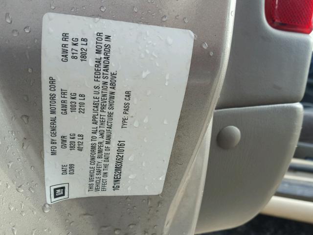 1G1NE52M3X6210161 - 1999 CHEVROLET MALIBU LS GOLD photo 10