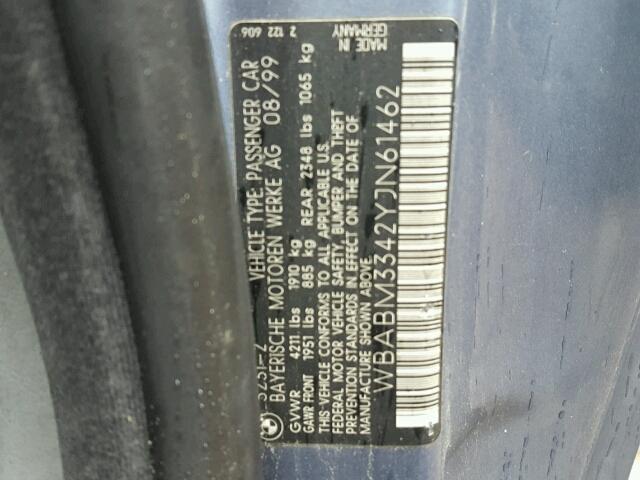 WBABM3342YJN61462 - 2000 BMW 323 CI TEAL photo 10