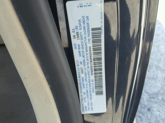 3VWDD21C82M405496 - 2002 VOLKSWAGEN NEW BEETLE შავი ფოტო 10