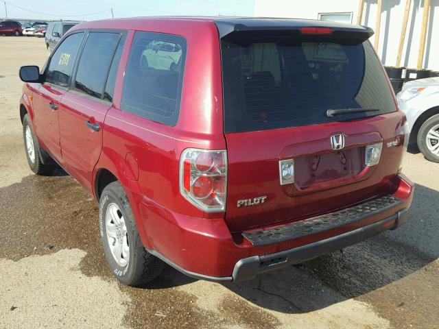 5FNYF28176B032092 - 2006 HONDA PILOT LX BURGUNDY photo 3