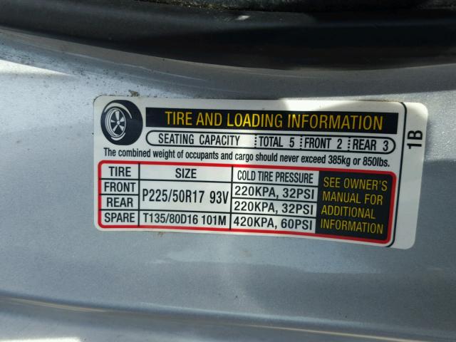 1HGCP368X9A029196 - 2009 HONDA ACCORD EXL SILVER photo 10