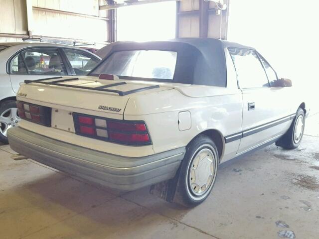 3B3XP45K0MT605707 - 1991 DODGE SHADOW WHITE photo 4