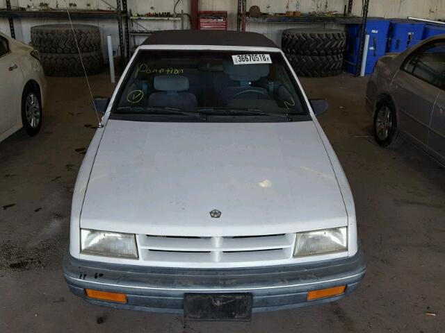 3B3XP45K0MT605707 - 1991 DODGE SHADOW WHITE photo 9