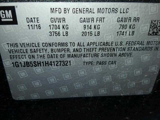 1G1JB5SH1H4127321 - 2017 CHEVROLET SONIC LS 黑色 照片 10