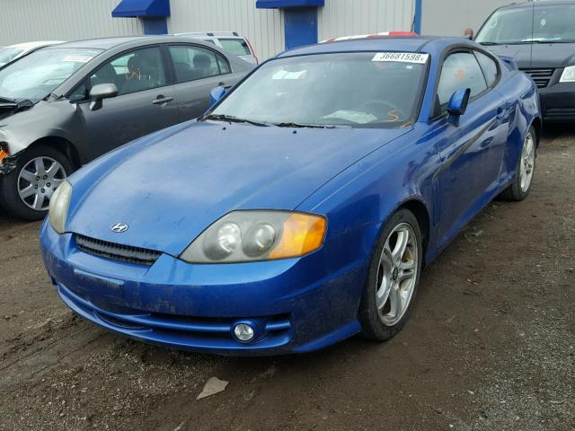 KMHHN65F64U111005 - 2004 HYUNDAI TIBURON GT BLUE photo 2