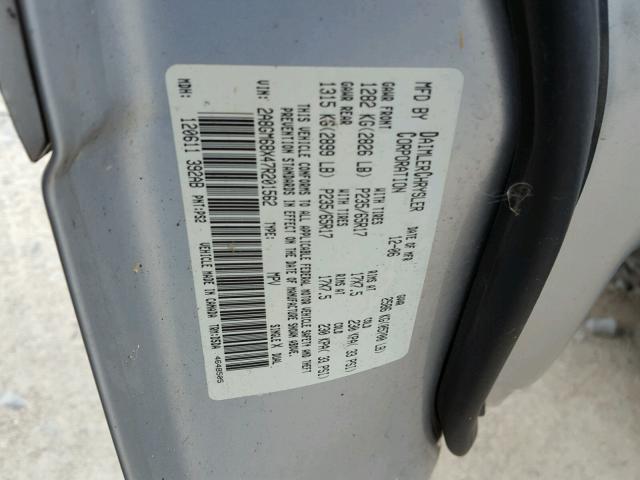 2A8GM68X47R201562 - 2007 CHRYSLER PACIFICA T SILVER photo 10