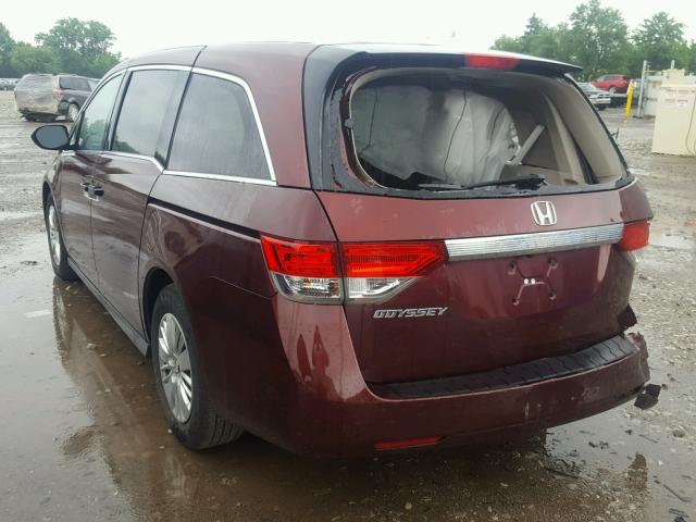 5FNRL5H21GB041265 - 2016 HONDA ODYSSEY LX MAROON photo 3