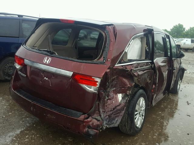 5FNRL5H21GB041265 - 2016 HONDA ODYSSEY LX MAROON photo 4