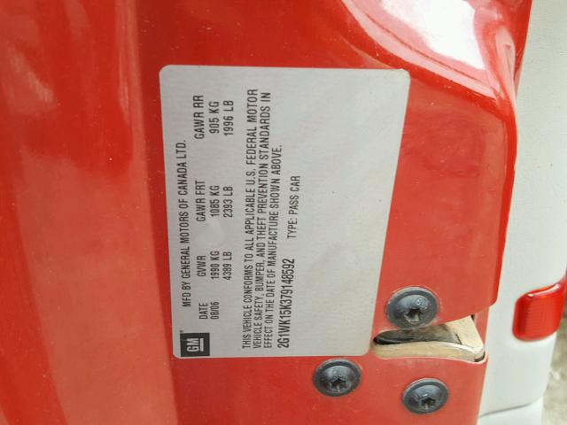 2G1WK15K379148592 - 2007 CHEVROLET MONTE CARL 红色 照片 10