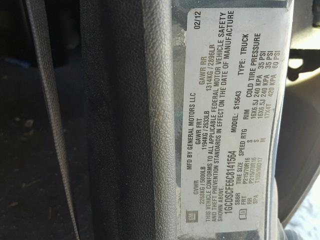 1GCDSCFE6C8141564 - 2012 CHEVROLET COLORADO L GRAY photo 10