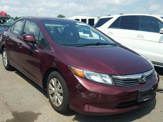 2HGFB2F59CH572687 - 2012 HONDA CIVIC LX MAROON photo 1