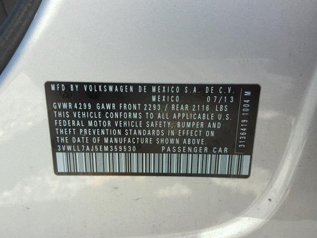 3VWLL7AJ5EM359530 - 2014 VOLKSWAGEN JETTA TDI SILVER photo 10