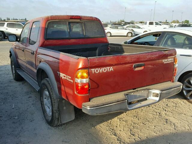 5TEGN92N62Z047467 - 2002 TOYOTA TACOMA DOU RED photo 3