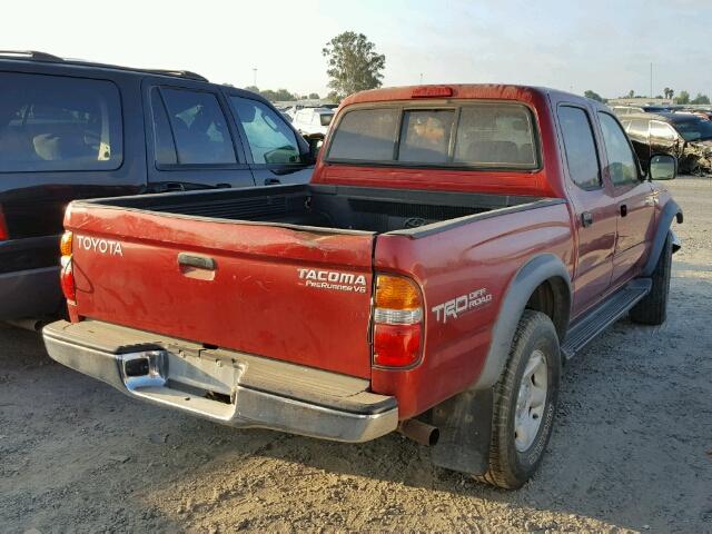 5TEGN92N62Z047467 - 2002 TOYOTA TACOMA DOU RED photo 4