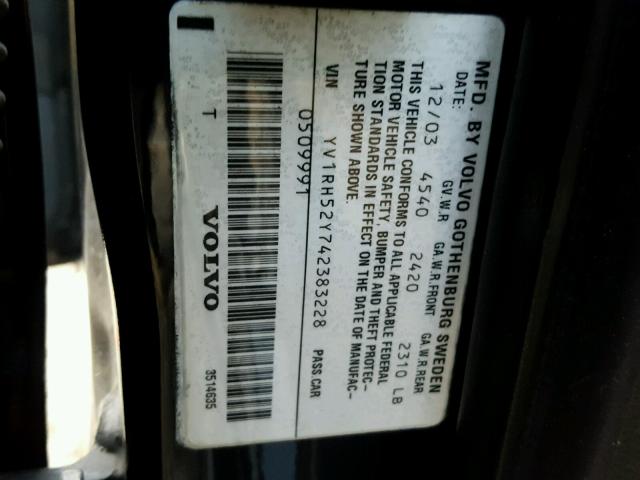 YV1RH52Y742383228 - 2004 VOLVO S60 R Қара фото 10