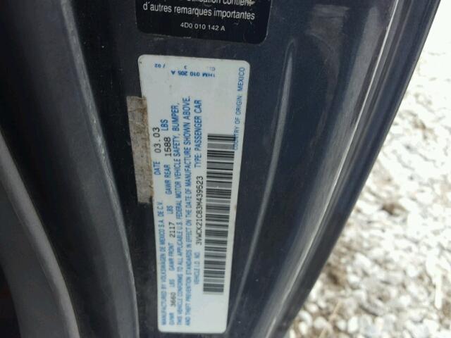 3VWCK21C83M439523 - 2003 VOLKSWAGEN NEW BEETLE 银色 照片 10