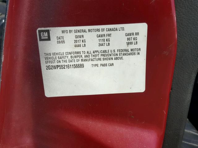 2G2WP552161156689 - 2006 PONTIAC GRAND PRIX SILVER photo 10