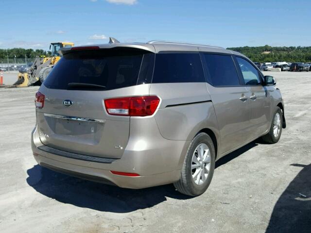 KNDMB5C1XG6175845 - 2016 KIA SEDONA LX TAN photo 4