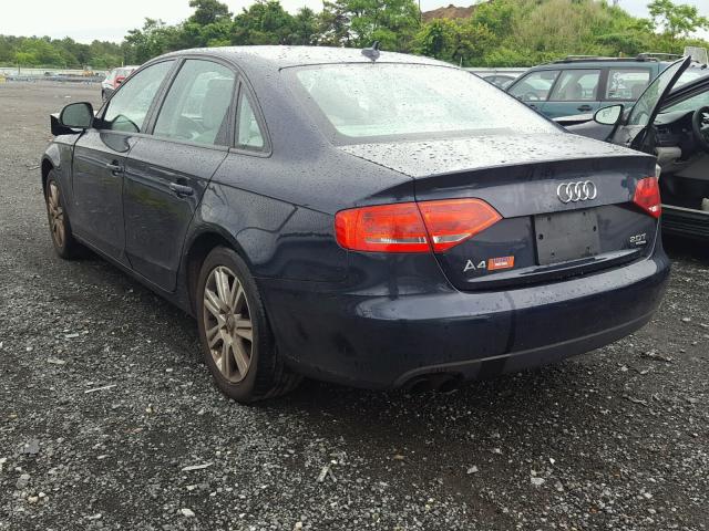 WAULF78K39N075508 - 2009 AUDI A4 2.0T QU BLUE photo 3