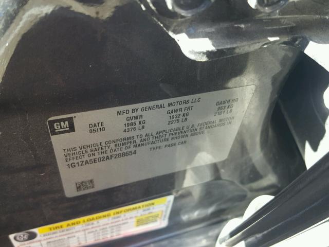 1G1ZA5E02AF288654 - 2010 CHEVROLET MALIBU LS Grafit foto 10