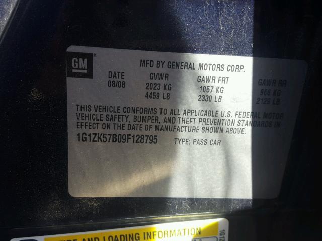 1G1ZK57B09F128795 - 2009 CHEVROLET MALIBU LTZ 蓝色 照片 10