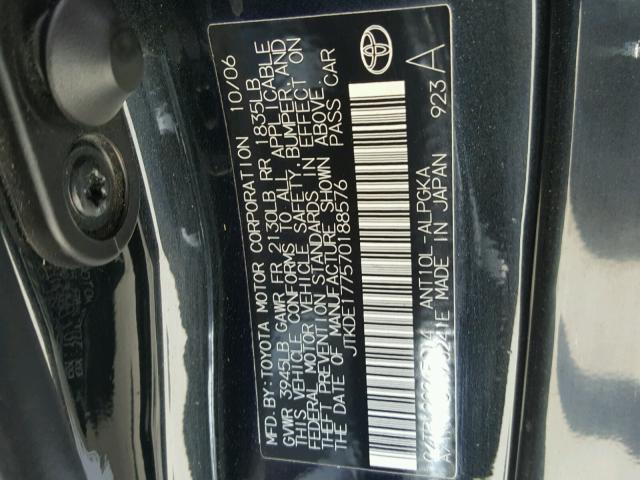 JTKDE177570188576 - 2007 TOYOTA SCION TC 黑色 照片 10