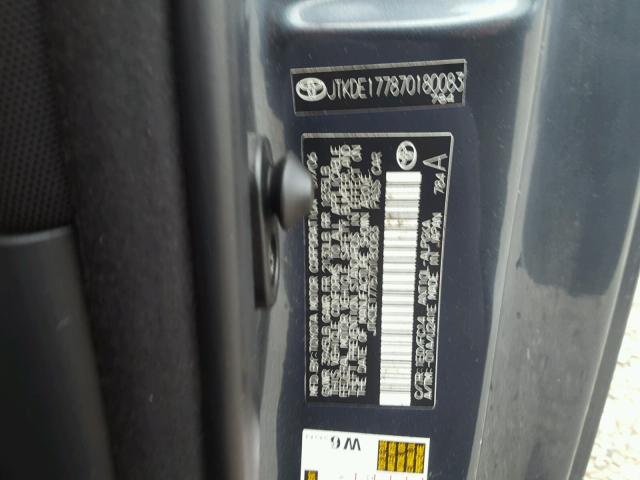 JTKDE177870180083 - 2007 TOYOTA SCION TC 灰色 照片 10