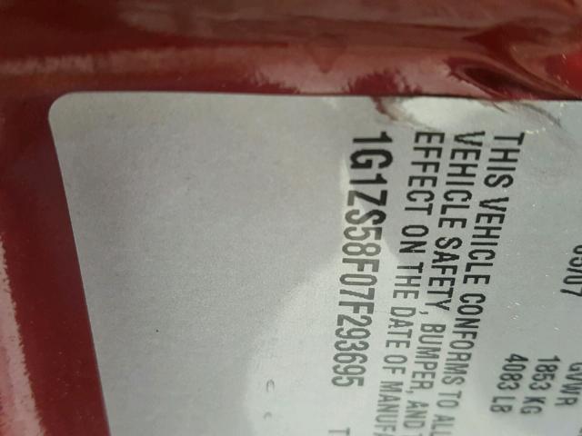 1G1ZS58F07F293695 - 2007 CHEVROLET MALIBU LS 栗色 照片 10