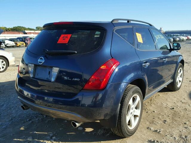 JN8AZ08W83W229731 - 2003 NISSAN MURANO SL/ BLUE photo 4