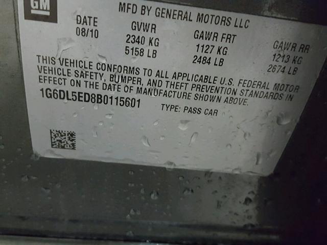 1G6DL5ED8B0115601 - 2011 CADILLAC CTS PERFOR Szary zdjęcie 10