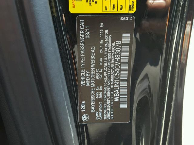 WBAUN1C54CVH83878 - 2012 BMW 128 I BLACK photo 10