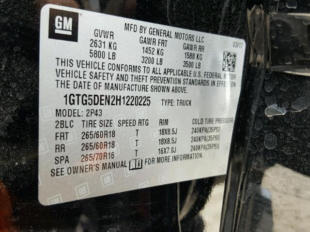 1GTG5DEN2H1220225 - 2017 GMC CANYON SLT BLACK photo 10