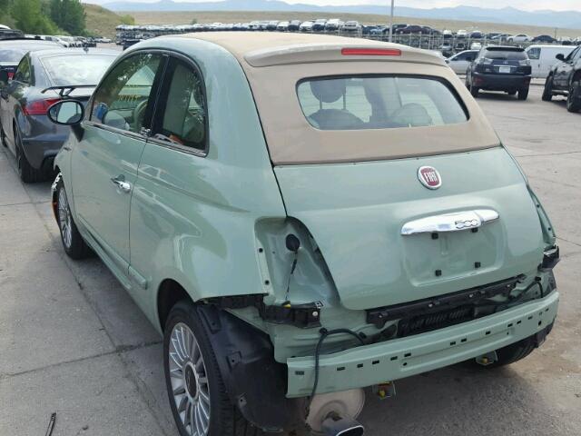 3C3CFFER5CT381247 - 2012 FIAT 500 LOUNGE GREEN photo 3