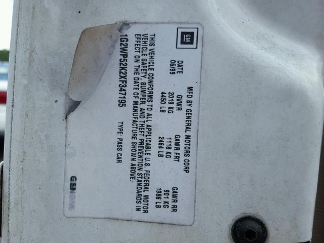 1G2WP52K2XF347195 - 1999 PONTIAC GRAND PRIX Ağ foto 10