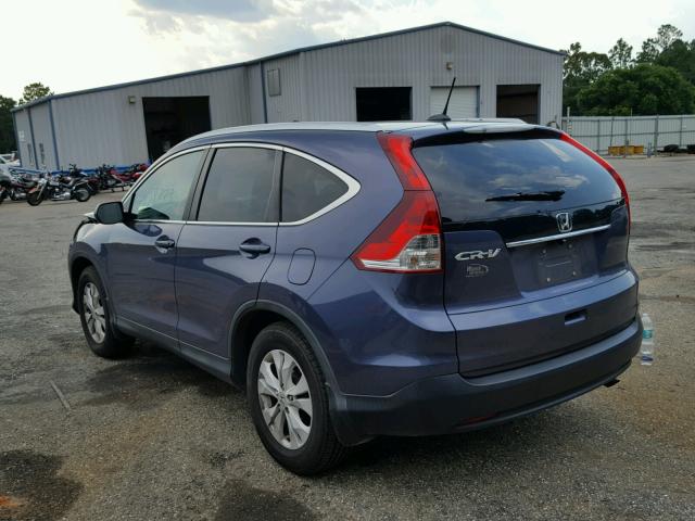 5J6RM3H77DL008352 - 2013 HONDA CR-V EXL BLUE photo 3