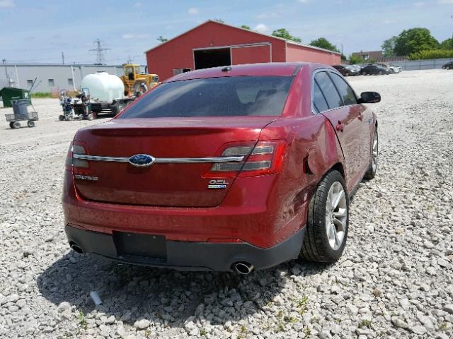 1FAHP2H81DG122079 - 2013 FORD TAURUS SEL RED photo 4