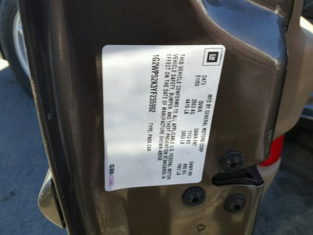 1G2WP52K3YF235992 - 2000 PONTIAC GRAND PRIX Boz foto 10