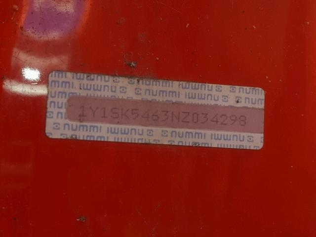 1Y1SK5463NZ034298 - 1992 GEO PRIZM BASE წითელი ფოტო 10